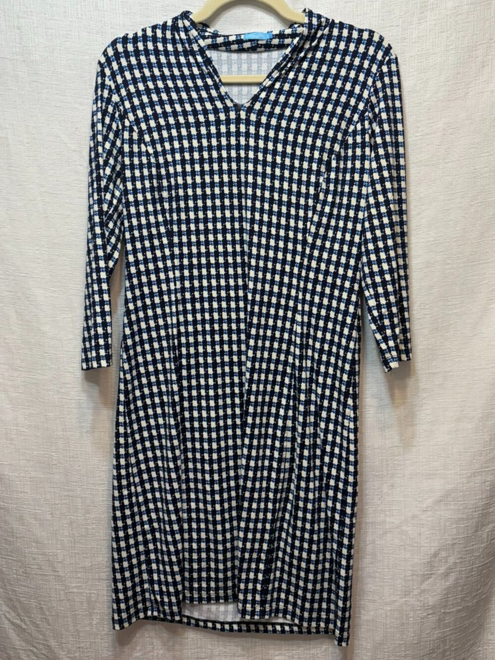 J.McLaughlin Stretch Knit Dress Size Medium Gingham Checkered Like New